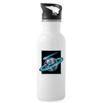 Saturn's neon Orb - Water bottle with straw - white - Right