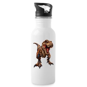 Low Poly Tyrannosaurus - Water bottle with straw - white - Right