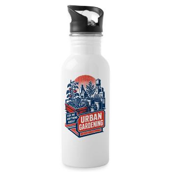 Urban Gardening Ask Me Anything about it - Water bottle with straw - white - Right