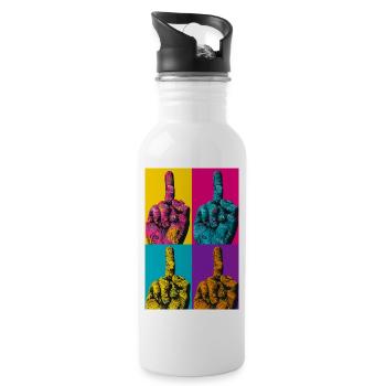 Pop Art Hand Four-Colored Finger - Water bottle with straw - white - Right