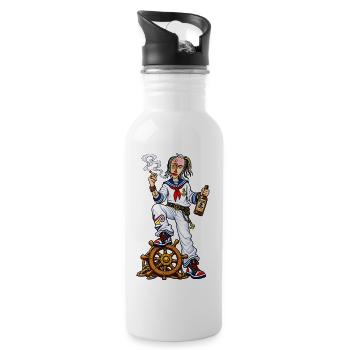 Captain Raucher at the helm - Water bottle with straw - white - Right