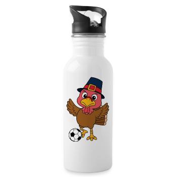 Thanksgiving Turkey Foot - Water bottle with straw - white - Right
