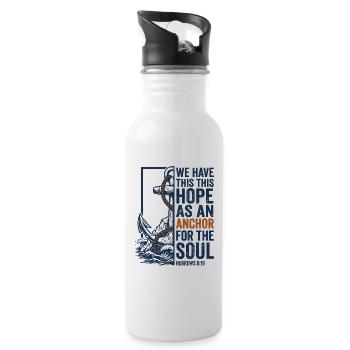 Hope as an anchor for the soul - Water bottle with straw - white - Right