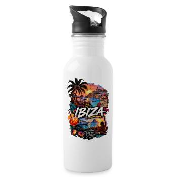 Ibiza Feeling  - Trinkflasche mit integriertem Trinkhalm - Weiß - Rechts