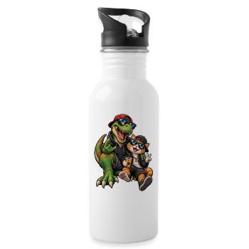 Dino & Cat: Sunglasses Duo - Water bottle with straw - white - Right