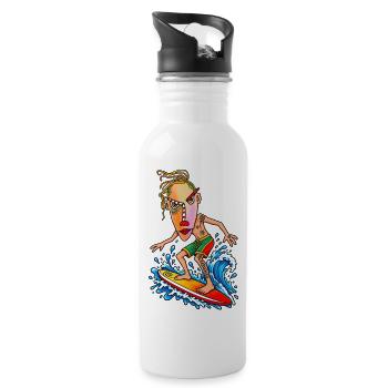 Surfer Cartoon Wave Hero - Gourde avec paille intégrée - blanc - Droite