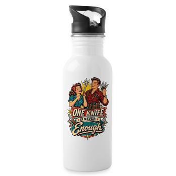 A knife is never enough - Water bottle with straw - white - Right