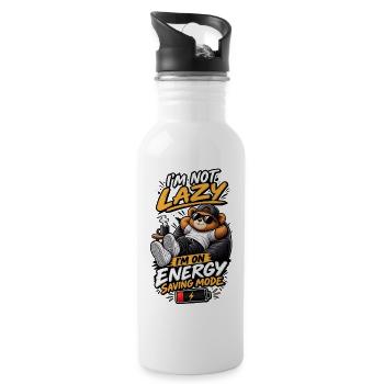 I'm Not Lazy – Energy Saving Mode - Water bottle with straw - white - Right