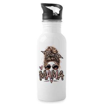 Leopard Mom Style - Water bottle with straw - white - Right