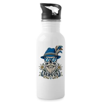 Bayern Bayrische Flagge Edelweiss Servus - Trinkflasche mit integriertem Trinkhalm - Weiß - Rechts