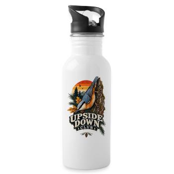Kleiber Upside Down Club Natur-Badge Vintage  - Trinkflasche mit integriertem Trinkhalm - Weiß - Rechts
