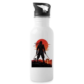 Ninja at Sundown by Torii Gate - Water bottle with straw - white - Right