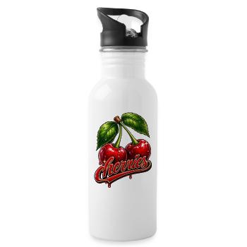 Cherries - Water bottle with straw - white - Right