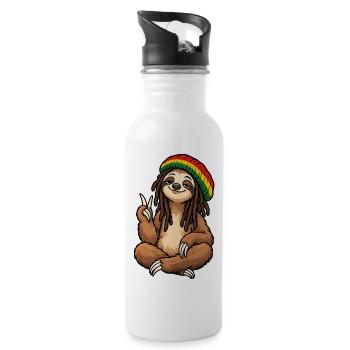 Cool Rastafarian Sloth - Water bottle with straw - white - Right