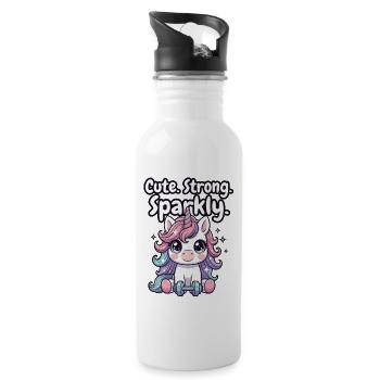 Unicorn Fitness Sparkle - Water bottle with straw - white - Right