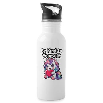 Be Kind to Yourself Unicorn - Water bottle with straw - white - Right