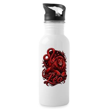 Leo Red Lion Zodiac Crown - Water bottle with straw - white - Right