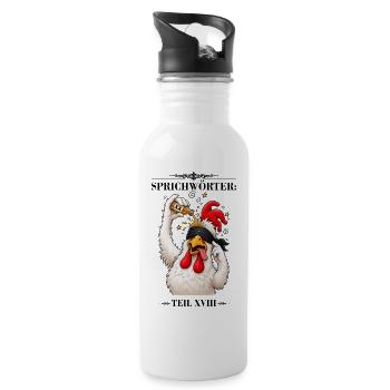 Sprichwort Sich einen hinter die Binde giessen - Trinkflasche mit integriertem Trinkhalm - Weiß - Rechts