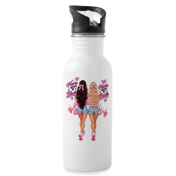 Never Without My Blonde, Never Without My Brunette - Water bottle with straw - white - Right