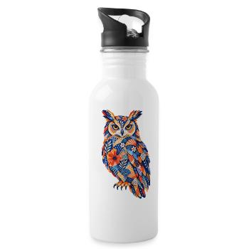 PatchworkOwl Blaze of Colors - Water bottle with straw - white - Right