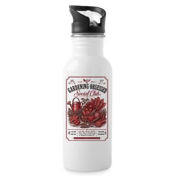 Urbaner Gartenbau Gärtnerbesessener Sozialclub - Trinkflasche mit integriertem Trinkhalm - Weiß - Rechts