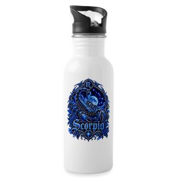 Blauer Skorpion-Tierkreiswappen - Trinkflasche mit integriertem Trinkhalm - Weiß - Rechts