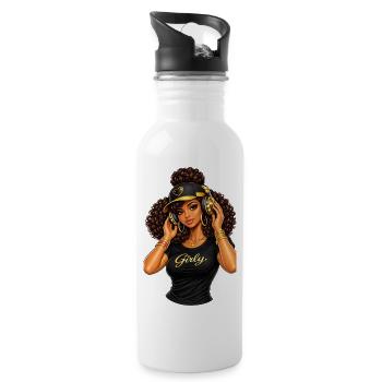 Girly Beats Illustration Hip-Hop - Trinkflasche mit integriertem Trinkhalm - Weiß - Rechts