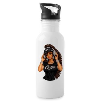 Queen Hip-Hop Glam-Illustration - Trinkflasche mit integriertem Trinkhalm - Weiß - Rechts