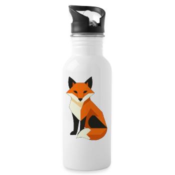 Geometric Fox – Dark Fox Design - Water bottle with straw - white - Right