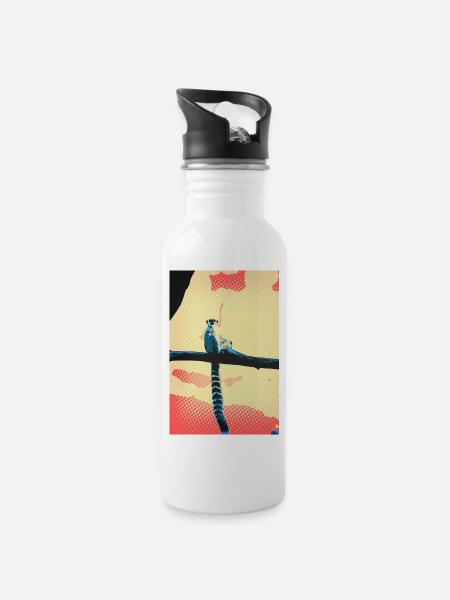 Poster Katta Lemur - Trinkflasche mit integriertem Trinkhalm - Weiß