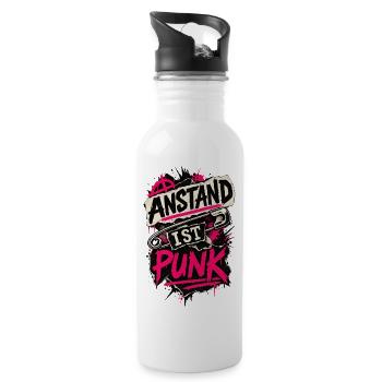 Anstand ist Punk – Pinkes Statement mit Nadel - Trinkflasche mit integriertem Trinkhalm - Weiß - Rechts