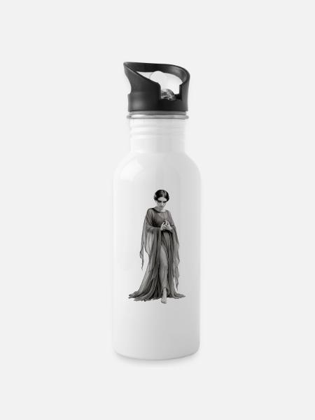 tödlicher Blick - Trinkflasche mit integriertem Trinkhalm - Weiß