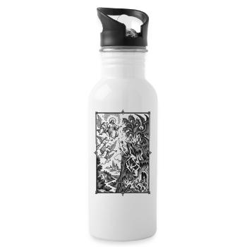 Mythische Schlachtensilhouetten - Trinkflasche mit integriertem Trinkhalm - Weiß - Rechts
