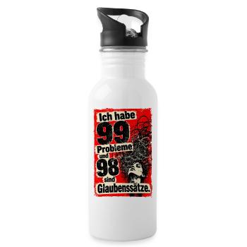 Ich habe 99 Probleme und 98 sind Glaubenssätze. - Trinkflasche mit integriertem Trinkhalm - Weiß - Rechts