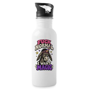 Scheiß auf Normal – ich will Magie - Trinkflasche mit integriertem Trinkhalm - Weiß - Rechts