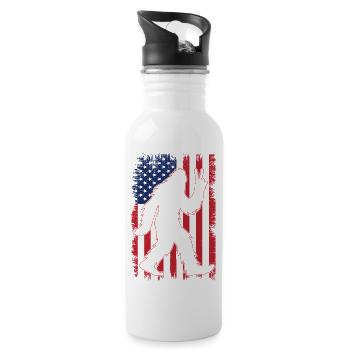 American Flag Bigfoot Yeti Patriotic Forest - Trinkflasche mit integriertem Trinkhalm - Weiß - Rechts