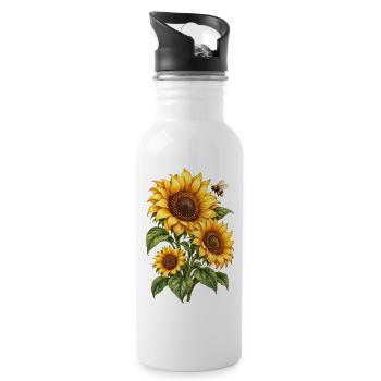 Sonnenblumen Gartenliebe - Trinkflasche mit integriertem Trinkhalm - Weiß - Rechts