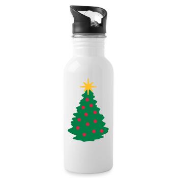 Weihnachtsbaum - Trinkflasche mit integriertem Trinkhalm - Weiß - Rechts