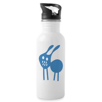 crazy rabbit v2 (© alteerian) - Trinkflasche mit integriertem Trinkhalm - Weiß - Rechts