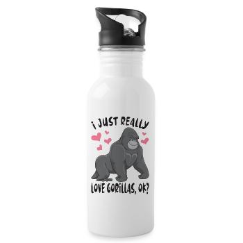 J'aime vraiment les gorilles, ok / Singe Gorille - Gourde avec paille intégrée - blanc - Droite