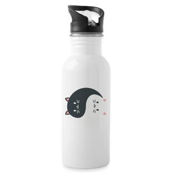 Was ist besser als eine Katze zwei Katzen Kätzchen - Trinkflasche mit integriertem Trinkhalm - Weiß - Rechts