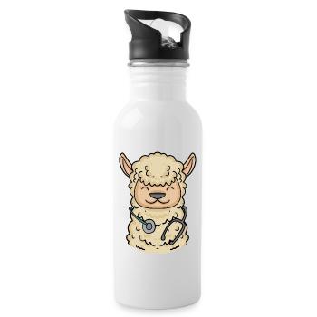 Tier Tierarzt Tiermedizin Geschenk - Trinkflasche mit integriertem Trinkhalm - Weiß - Rechts