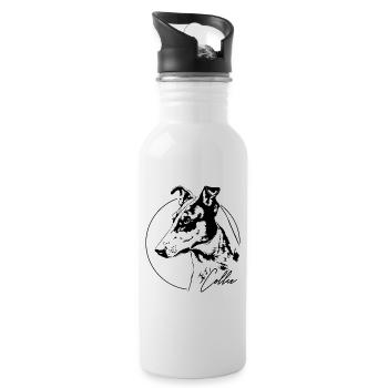 KURZHAAR COLLIE Portrait Hund Hunde Wilsigns - Trinkflasche mit integriertem Trinkhalm - Weiß - Rechts