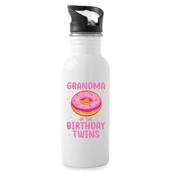 Grandma of the birthday twins - Water bottle with straw - white - Right