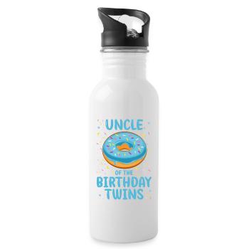 Mama der Geburtstags Zwillinge - Trinkflasche mit integriertem Trinkhalm - Weiß - Rechts
