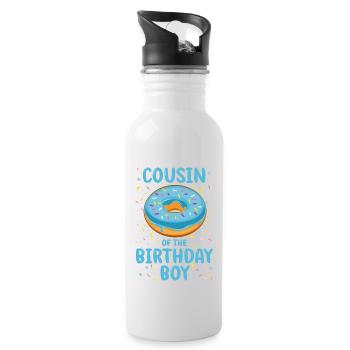 Cousin du garçon d’anniversaire - Gourde avec paille intégrée - blanc - Droite
