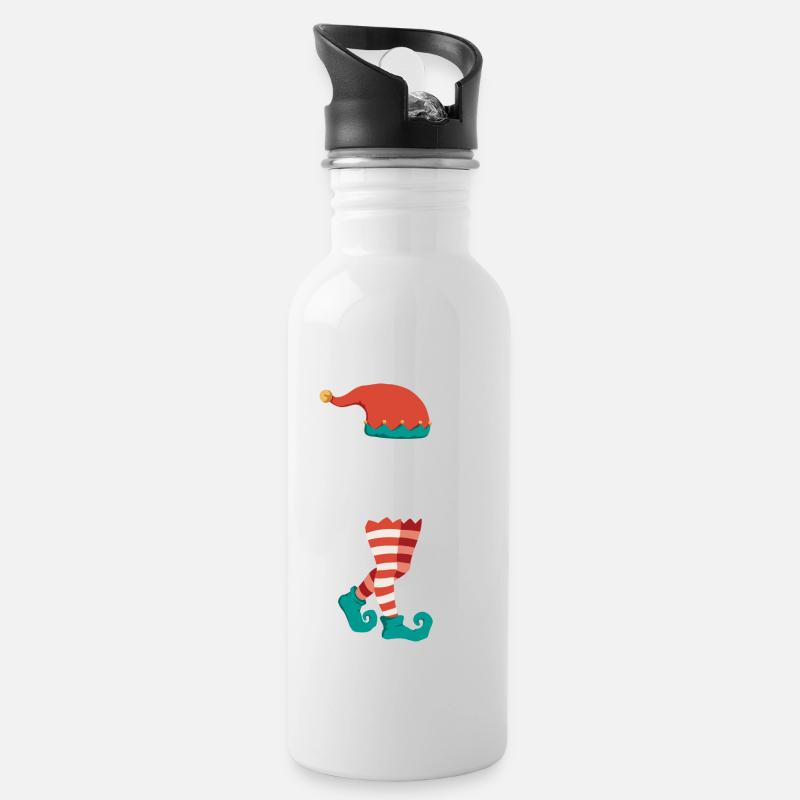 Weihnachts Elf Partnerlook Design Xmas Elfen - Trinkflasche mit integriertem Trinkhalm - Weiß