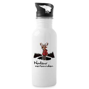 bergwandern naturverbunden servus alpin wanderung - Trinkflasche mit integriertem Trinkhalm - Weiß - Rechts