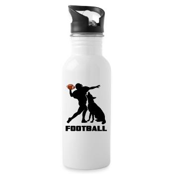 american football tackle quarterback footballteam - Water bottle with straw - white - Right