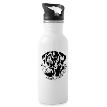 LABRADOR RETRIEVER Jagdhund Jagdhunde Wilsigns - Trinkflasche mit integriertem Trinkhalm - Weiß - Rechts